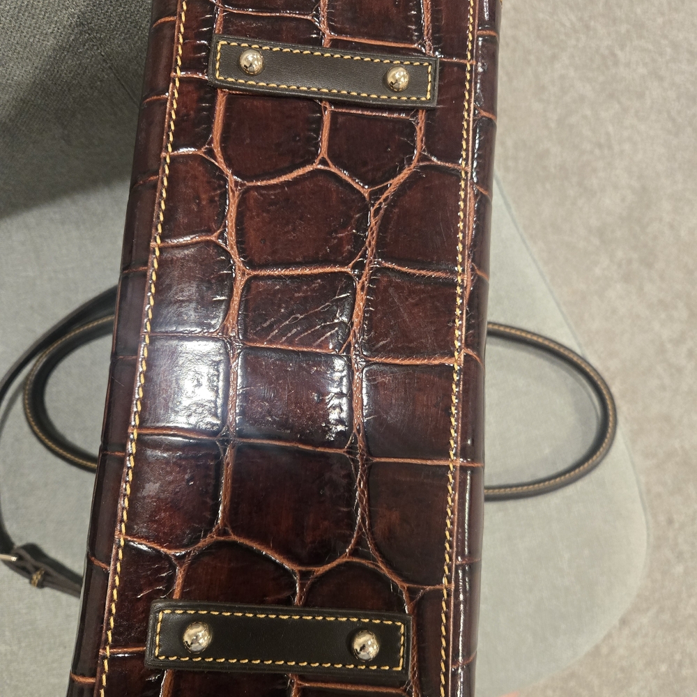 Dooney & Bourke Dark, Bergundy, Brown Crocodile Shoulder Bag - Picture 9 of 14
